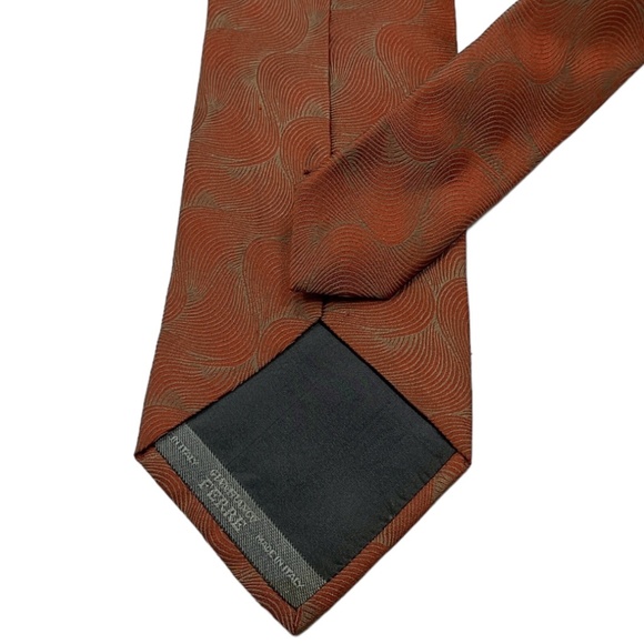GIANFRANCO FERRE Orange Geometric Silk LUXURY Tie ITALY - Picture 4 of 4